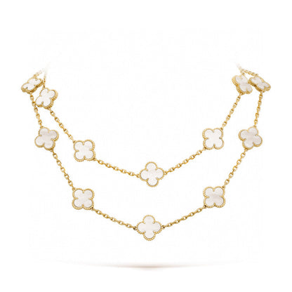 [LuxJewelry]CLOVER 20 MOTIFS WHITE MOP NECKLACE