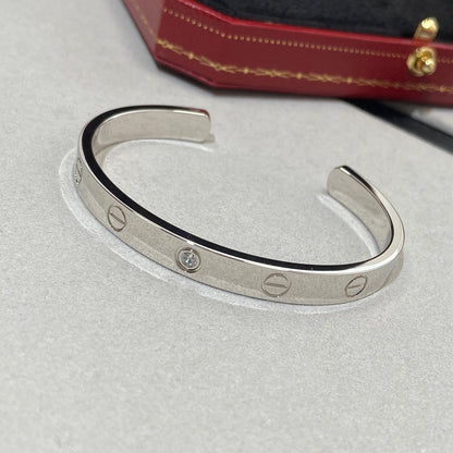 [LuxJewelry]LOVE BRACELET 6.1MM 1 DIAMOND OPEN CUFF