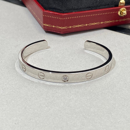 [LuxJewelry]LOVE BRACELET 6.1MM 1 DIAMOND OPEN CUFF