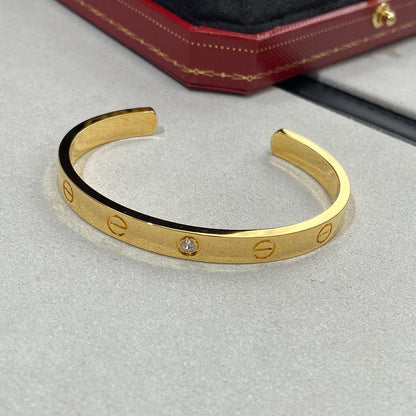 [LuxJewelry]LOVE BRACELET 6.1MM 1 DIAMOND OPEN CUFF