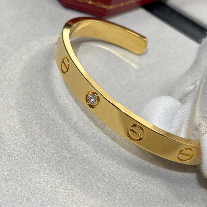 [LuxJewelry]LOVE BRACELET 6.1MM 1 DIAMOND OPEN CUFF