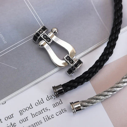 [LuxJewelry]FORCE LARGE HORSESHOE BLACK DIAMOND BRACELET SILVER