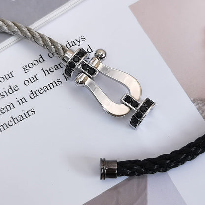 [LuxJewelry]FORCE LARGE HORSESHOE BLACK DIAMOND BRACELET SILVER