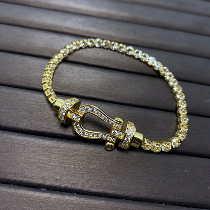 [LuxJewelry]FORCE  LARGE HORSESHOE FULL DIAMOND TENNIS BRACELET