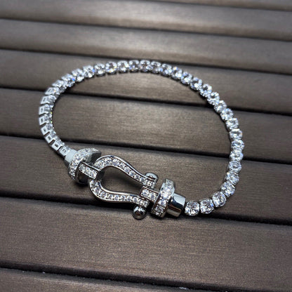 [LuxJewelry]FORCE  LARGE HORSESHOE FULL DIAMOND TENNIS BRACELET