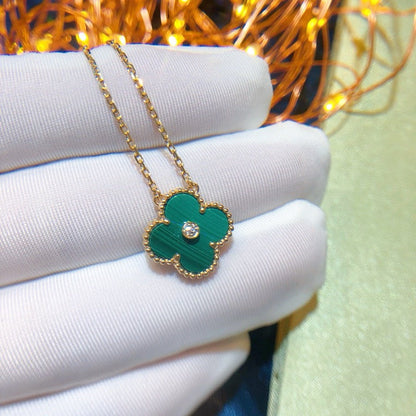 [LuxJewelry]CLOVER 15MM DIAMOND TURQUOISE NECKLACE