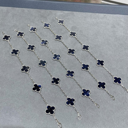 [LuxJewelry]CLOVER 5 MOTIF PIETERSITE SILVER BRACELET