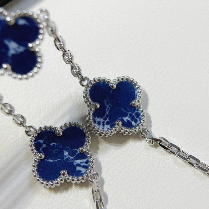[LuxJewelry]CLOVER 5 MOTIF PIETERSITE SILVER BRACELET