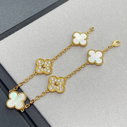 [LuxJewelry]CLOVER BRACELET 5 MOTIF WHITE MOP DIAMOND