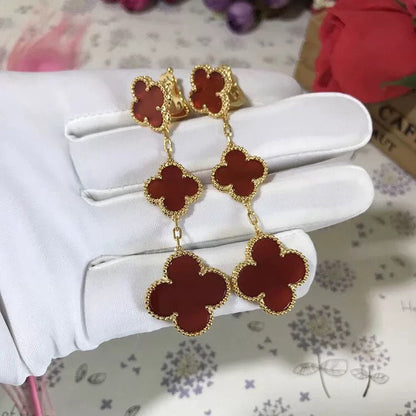 [LuxJewelry]CLOVER 3 MOTIF CARNELIAN DROP EARRINGS