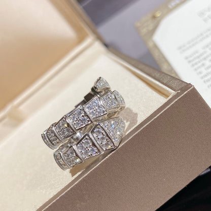 [LuxJewelry]SERPENTI DOUBLE RING SILVER DIAMOND PAVED