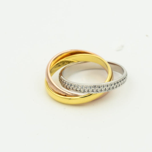 [LuxJewelry]TRINITY RING GOLD PINK GOLD SILVER DIAMONDS
