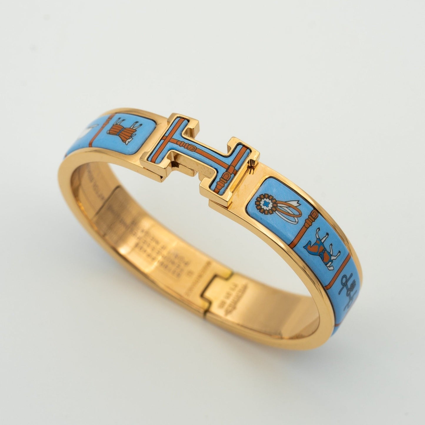 [LuxJewelry]H PINK GOLD BRACELET BLUE CERAMIC