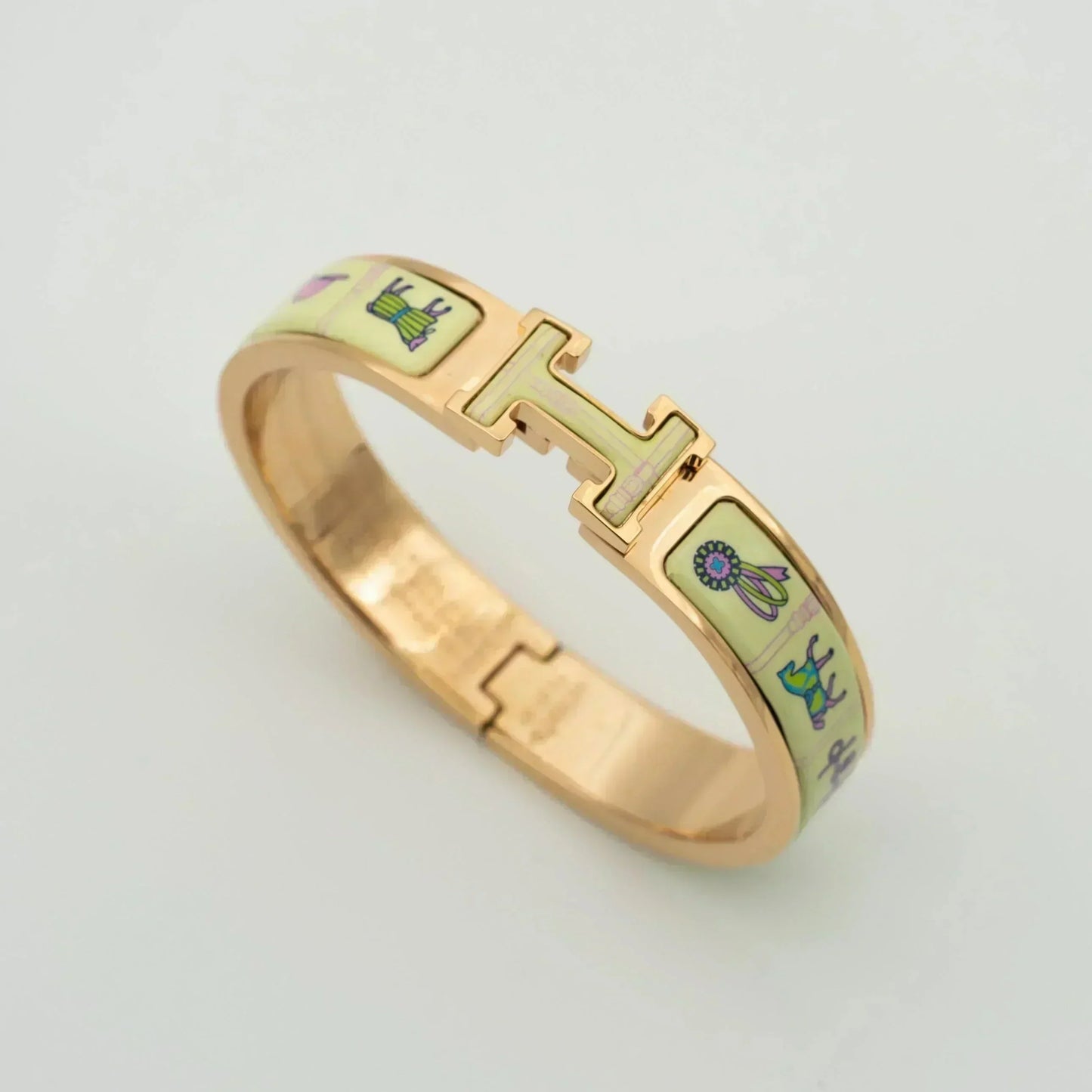 [LuxJewelry]H PINK GOLD BRACELET CREAM CERAMIC