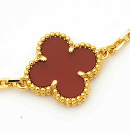 [LuxJewelry]CLOVER 5 MOTIFS CARNELIAN DIAMOND BRACELET