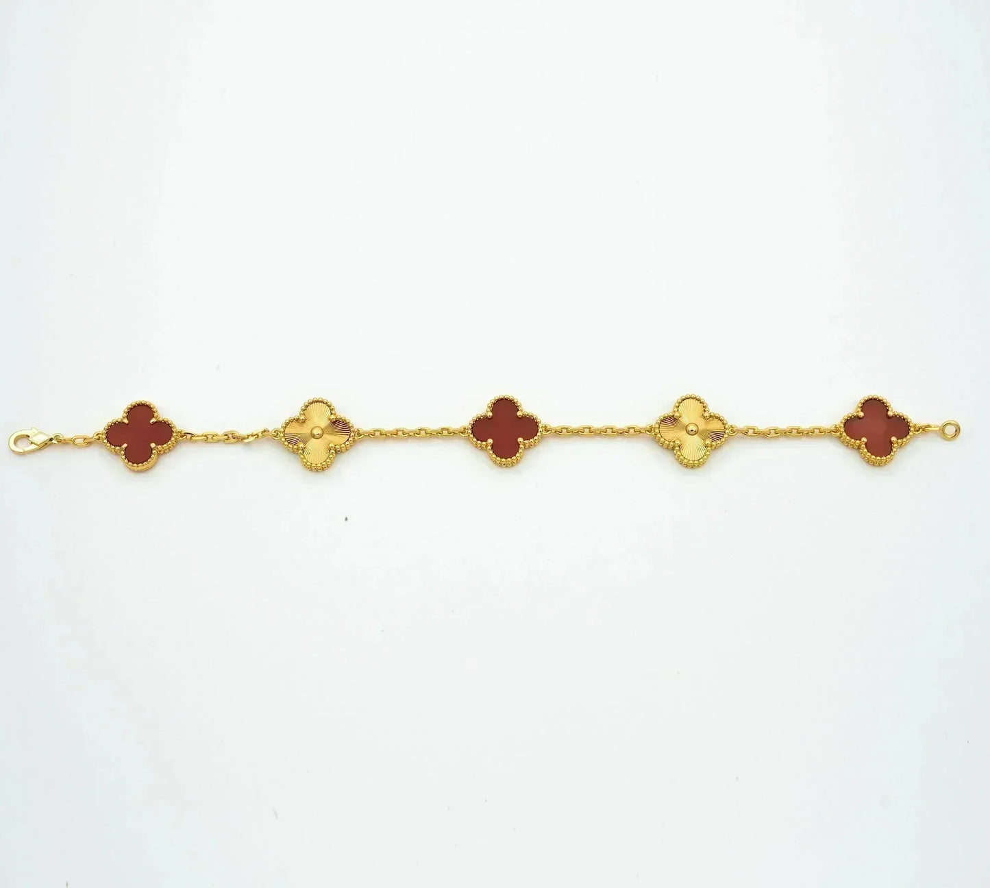 [LuxJewelry]CLOVER  5 MOTIFS CARNELIAN GOLD BRACELET