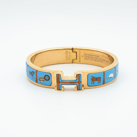 [LuxJewelry]H PINK GOLD BRACELET BLUE CERAMIC