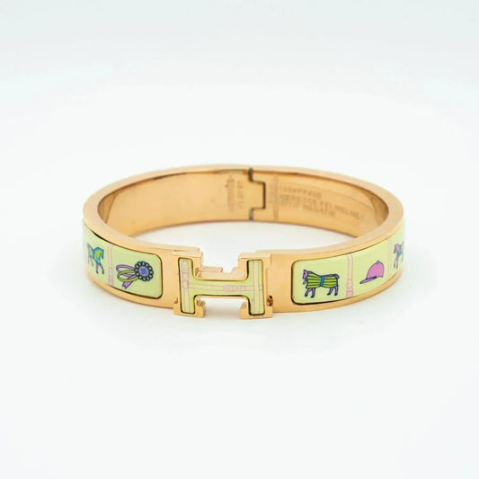 [LuxJewelry]H PINK GOLD BRACELET CREAM CERAMIC