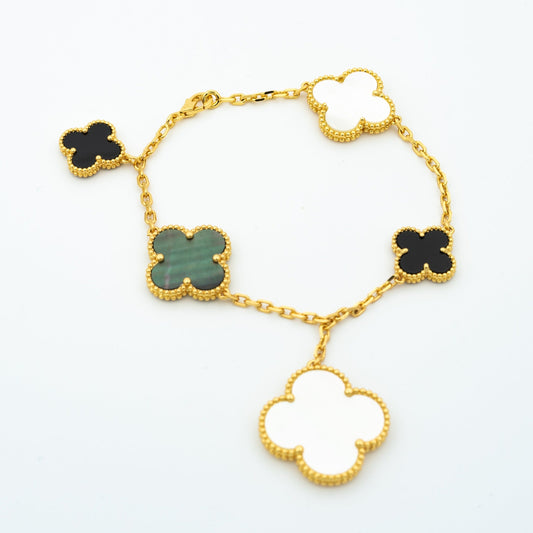 [Top&on]CLOVER BRACELET 5 MOTIFS ONYX MOP