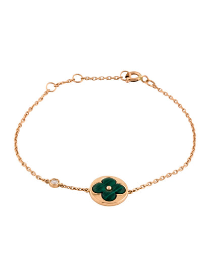 [LuxJewelry]SUN MALACHITE 1 DIAMOND PINK GOLD BRACELET