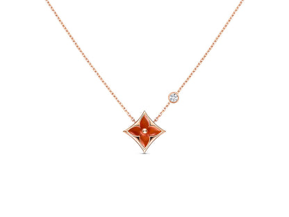 [LuxJewelry]STAR NECKLACE PINK GOLD 1 DIAMOND