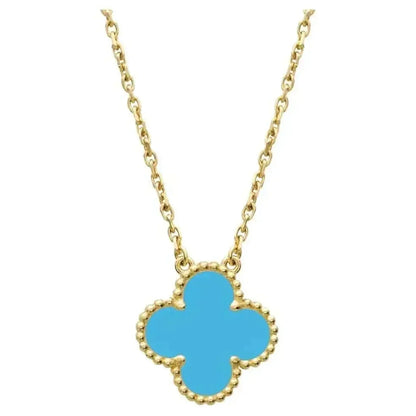[LuxJewelry]CLOVER 15MM VINTAGE TURQUOISE NECKLACE