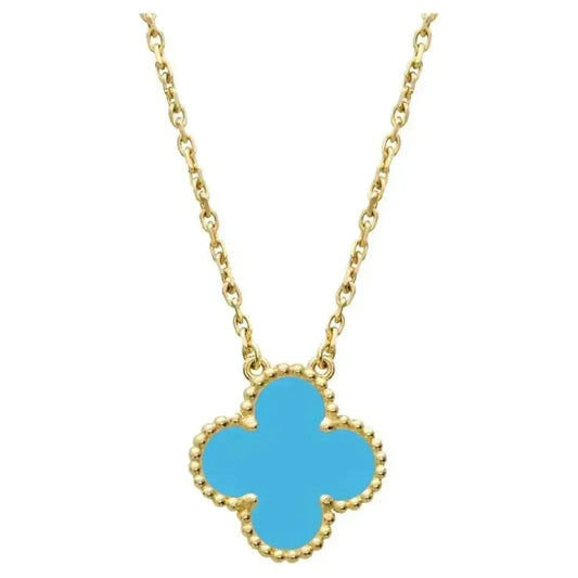 [LuxJewelry]CLOVER 15MM VINTAGE TURQUOISE NECKLACE