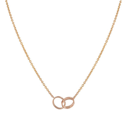 [LuxJewelry]LOVE NECKLACE DOUBLE RING PINK GOLD