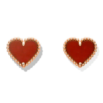 [LuxJewelry]HEART CARNELIAN STUD EARRINGS