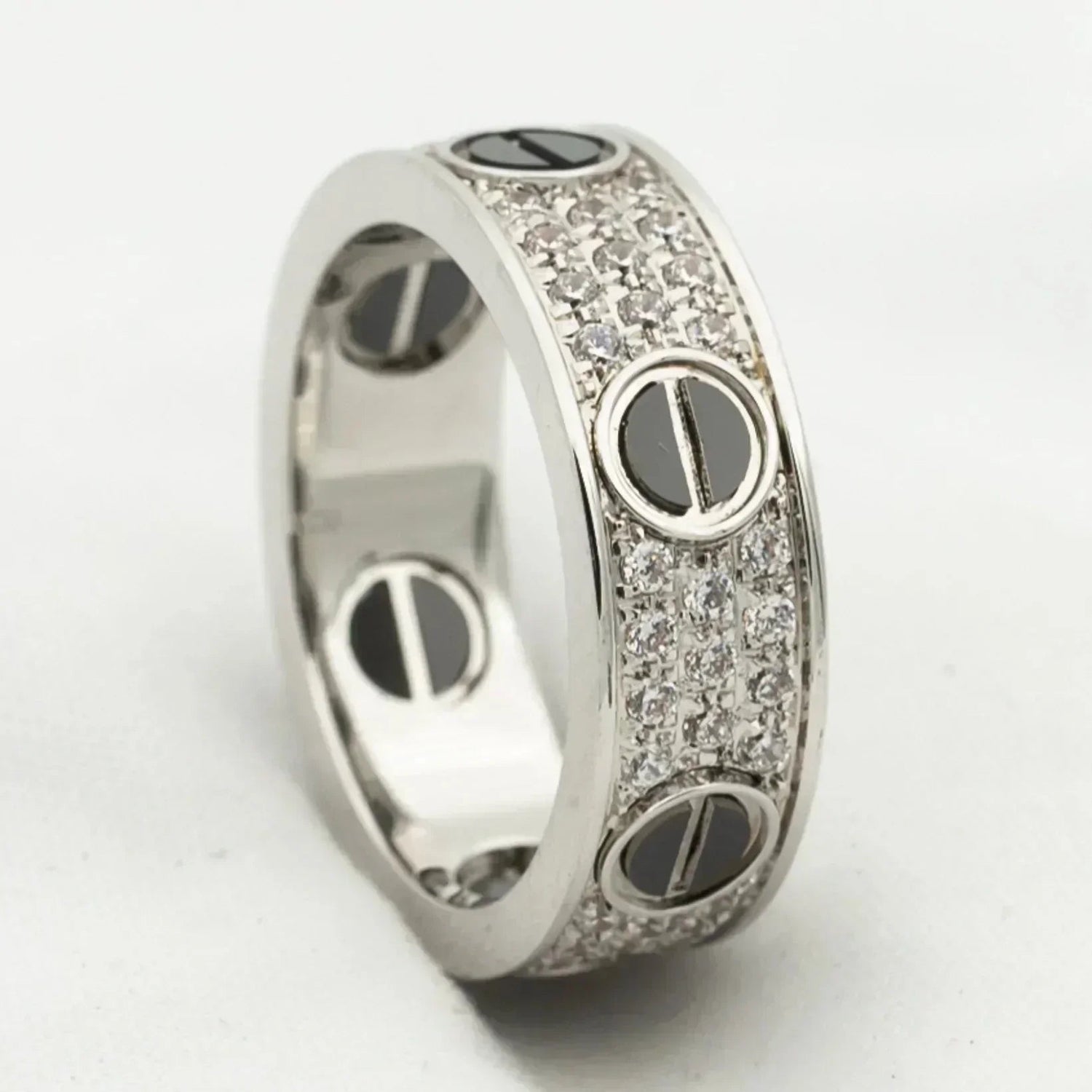 [LuxJewelry]LOVE RING 5.5MM DIAMONDS PAVED CERAMIC CT Series