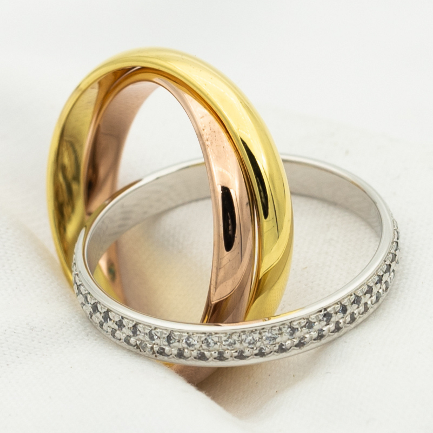 [LuxJewelry]TRINITY RING GOLD PINK GOLD SILVER DIAMONDS