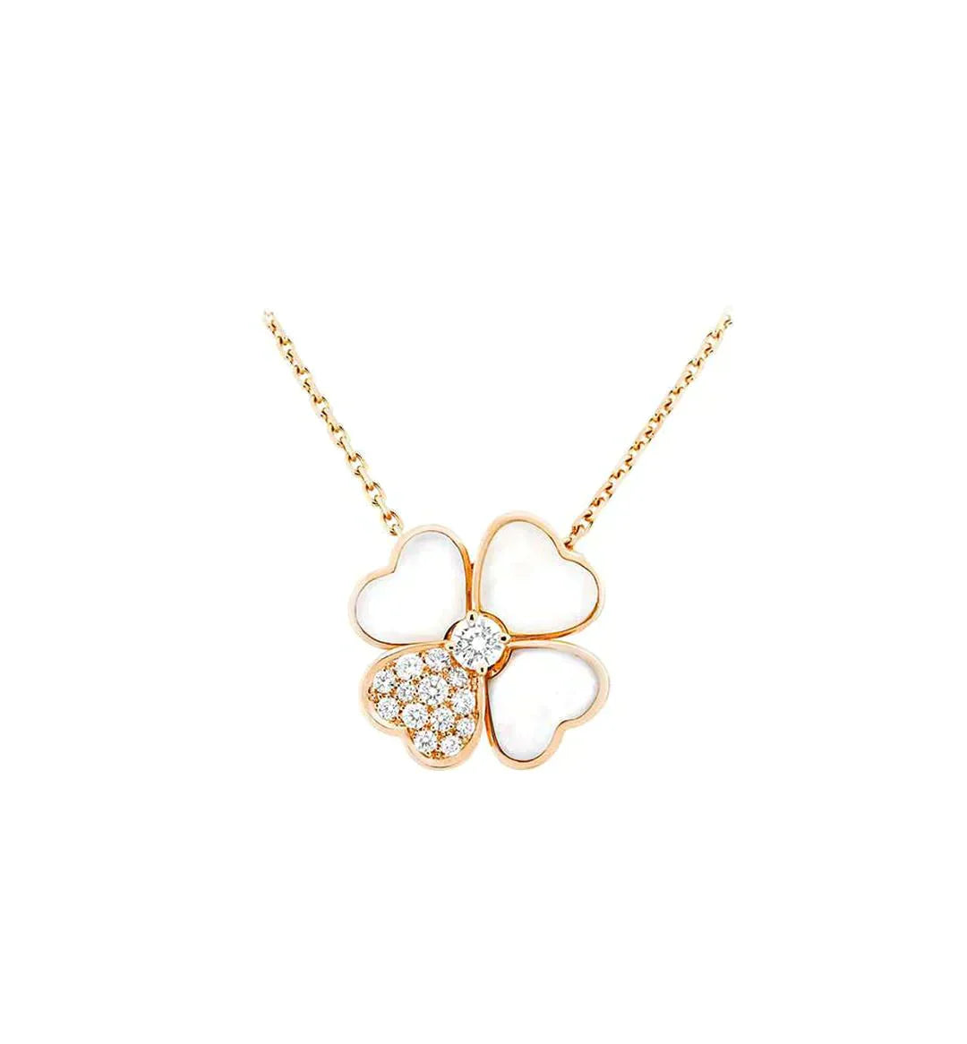 [LuxJewelry]CLOVER MOP DIAMOND ROSE GOLD NECKLACE