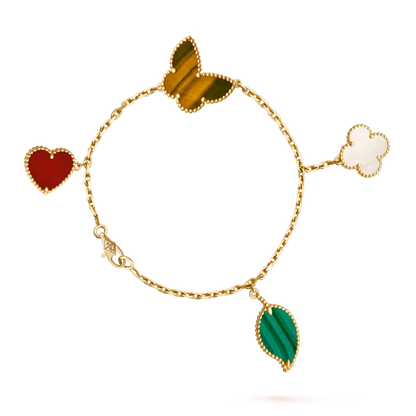 [LuxJewelry]LUCKY SPRING 5 MOTIF GOLD BRACELET