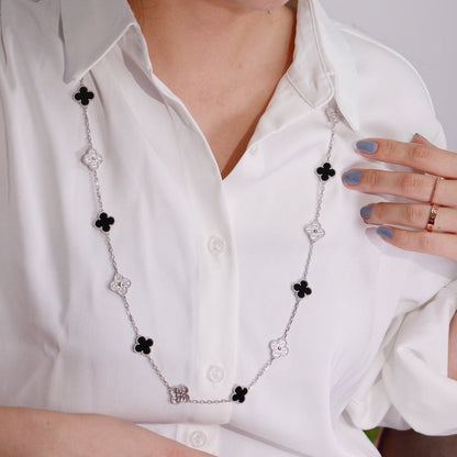 [LuxJewelry]CLOVER 20 MOTIFS ONYX DIAMOND SILVER