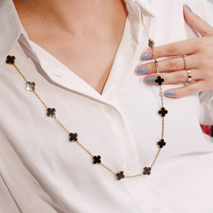 [LuxJewelry]CLOVER 20 MOTIFS ONYX ROSE GOLD