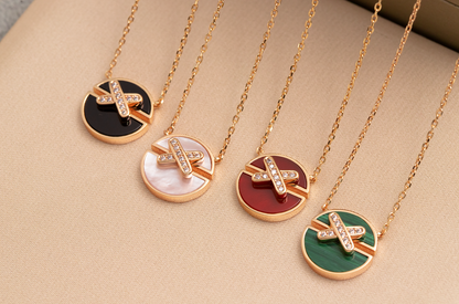 [LuxJewelry]JEUX DE PINK GOLD DIAMOND NECKLACE