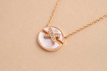 [LuxJewelry]JEUX DE PINK GOLD DIAMOND NECKLACE