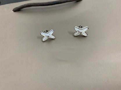 [LuxJewelry]JEUX DE WHITE MOP SILVER DIAMOND EARRINGS