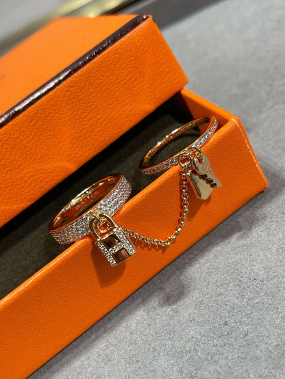 [LuxJewelry]HM KELLY CLOCHETTE DOUBLE RING IN  WITH DIAMONDS