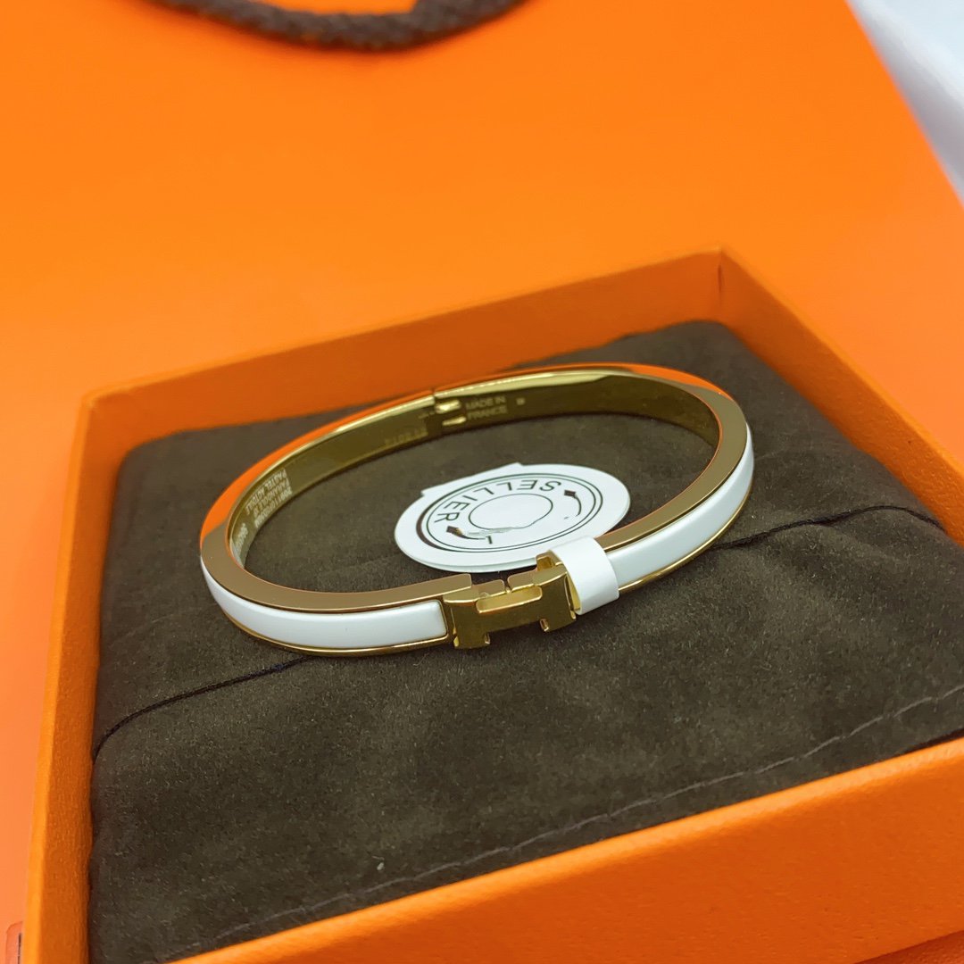 [LuxJewelry]CLASSIC HM CLIC WHITE 8MM ENAMEL BRACELET