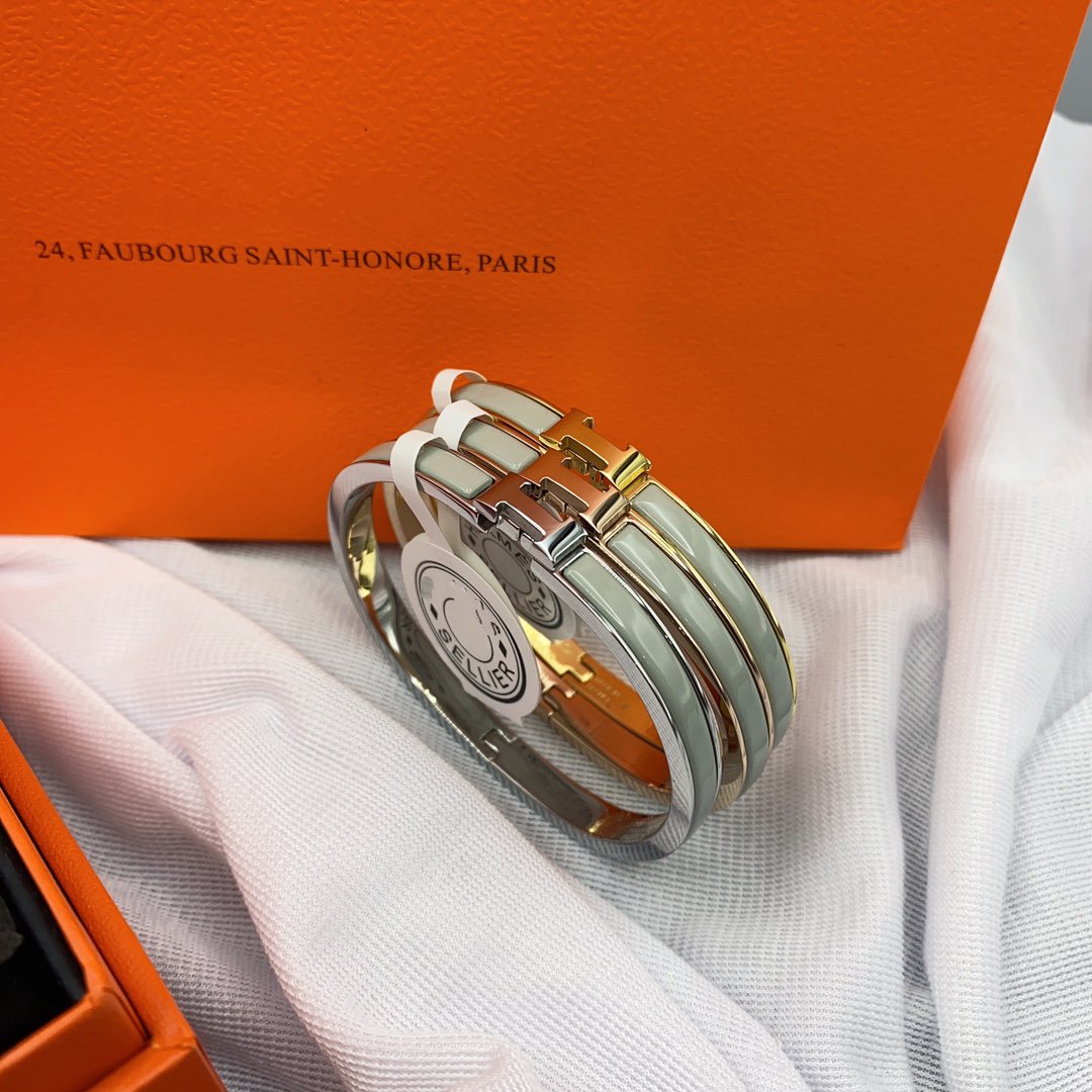 [LuxJewelry]CLASSIC HM CLIC GREEN 8MM ENAMEL BRACELET