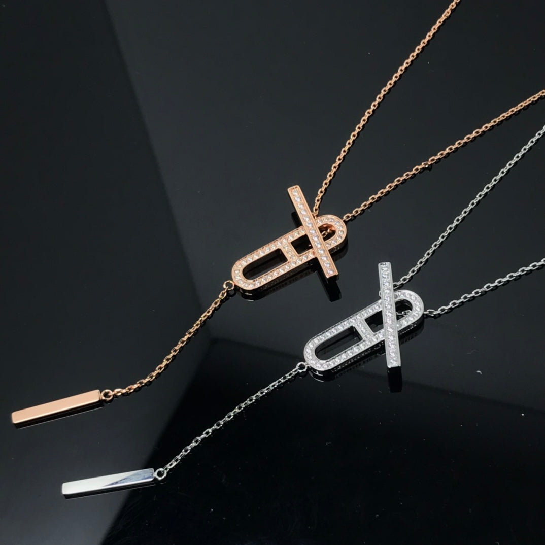 [LuxJewelry]HM NECKLACE PLATINUM ROSE GOLD DIAMOND