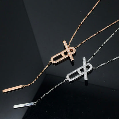 [LuxJewelry]HM NECKLACE PLATINUM ROSE GOLD DIAMOND