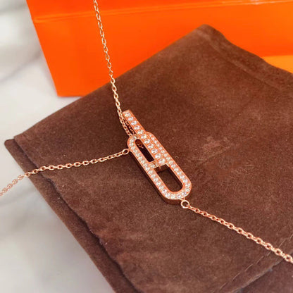 [LuxJewelry]HM NECKLACE PLATINUM ROSE GOLD DIAMOND