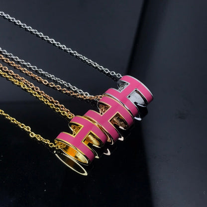[LuxJewelry]H NECKLACE PINK