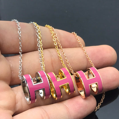 [LuxJewelry]H NECKLACE PINK