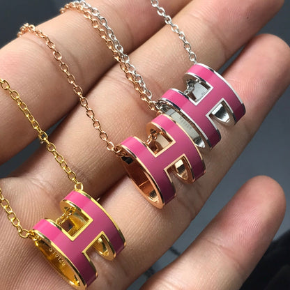 [LuxJewelry]H NECKLACE PINK