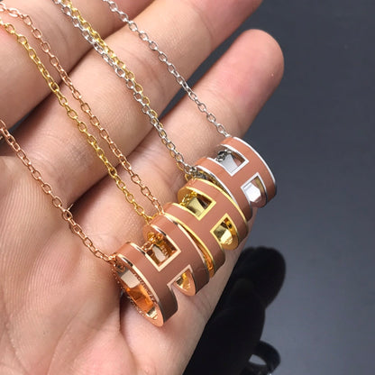 [LuxJewelry]H NECKLACE BROWN