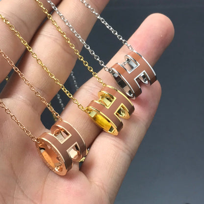 [LuxJewelry]H NECKLACE BROWN