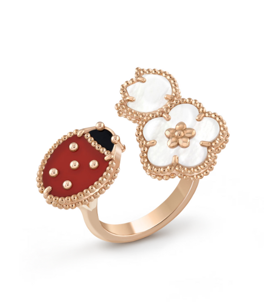 [LuxJewelry]LUCKY 3 MOTIF ROSE GOLD RING